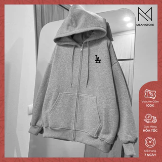 Áo khoác nỉ nam nữ MEANSTORE áo khoác hoodie zip loại nỉ chân cua, bông form rộng vải dày dặn bền bỉ màu đen xám - KNLA1