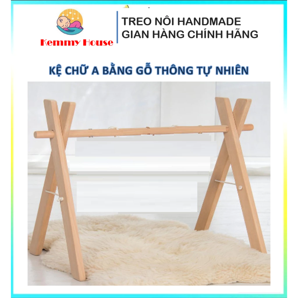 (Gỗ thông tự nhiên) Kệ chữ A cho bé