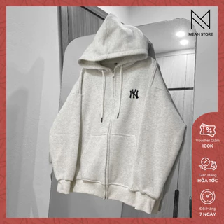 Áo Khoác Hoodie Zip Meanstore Khoác Nỉ Nam Nữ Đôi Form Rộng Vải Nỉ Lót Lông, Bông Dày Mũ, Dây Kéo Đen, Xám Tiêu - KNNY1