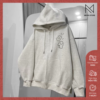 Áo Khoác Hoodie Zip Meanstore Khoác Nỉ Nam Nữ Đôi Form Rộng Vải Nỉ Lót Lông, Bông Dày Mũ, Dây Kéo Đen, Xám Tiêu - KNGH1