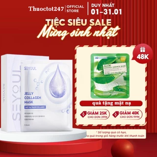 Mặt nạ thạch Collagen Seyoul Hàn Quốc, Jelly Collagen Mask Dưỡng Trắng Cấp ẩm Da Căng Bóng Mịn Màng 1 Hộp x 5 miếng