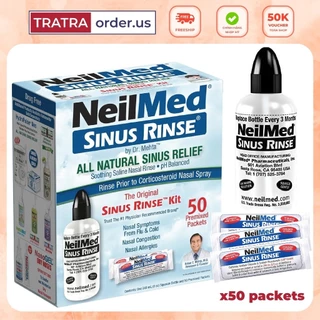 Combo Bình Bộ Dụng Cụ Rửa Mũi Người Lớn NeilMed Sinus Rinse Kit - 1 bình và 50 gói muối [Bill Mỹ]