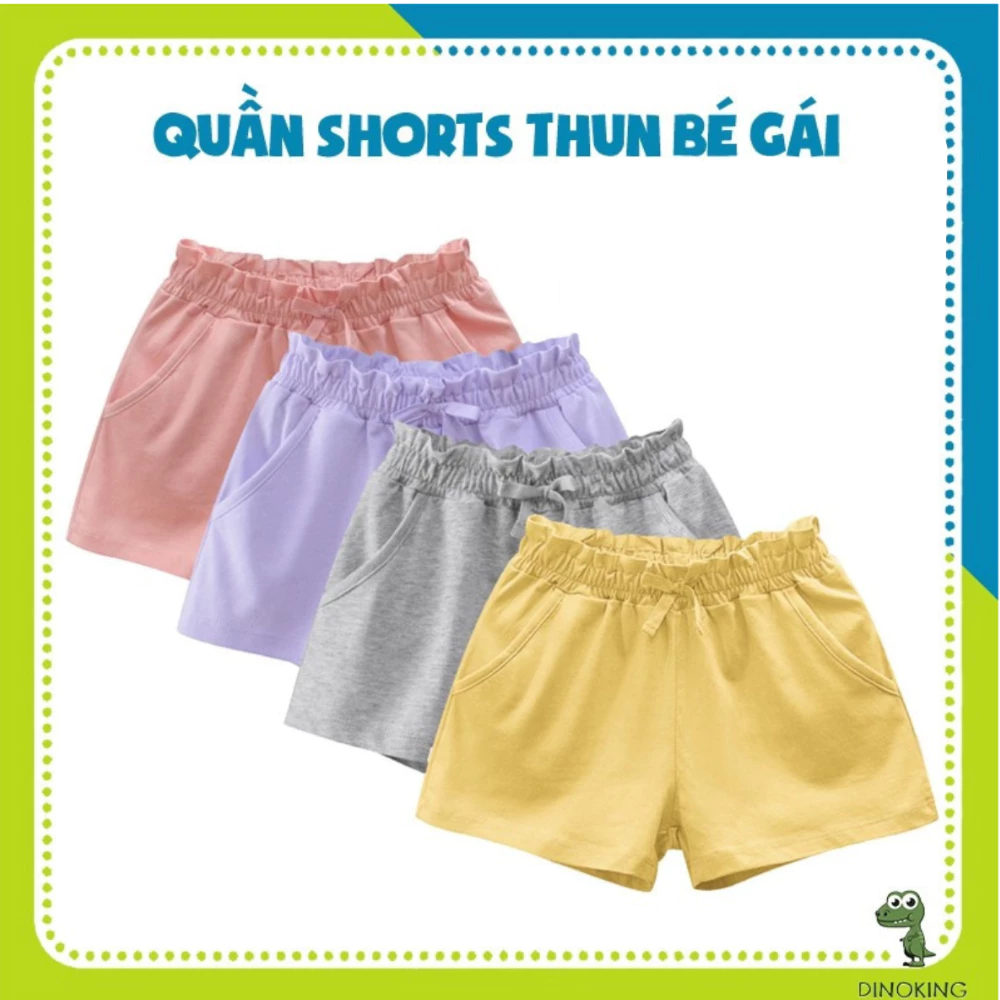 Quần đùi bé gái DINOKING Quần short trẻ em mùa hè chất thun cotton mềm mại thoáng mát Quần sooc cho bé 2 - 8 tuổi QS04