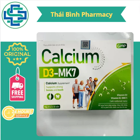 Calcium D3 MK7 - Giúp bổ sung canxi, chắc răng khoẻ xương Hộp 100v