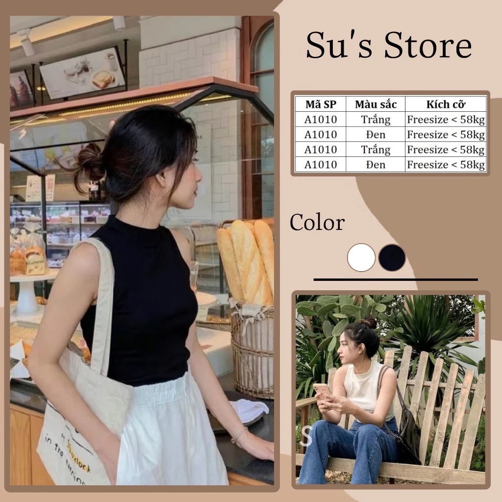 Áo Thun Trơn Cao Cổ Sát Nách A1010 SUSSTORE