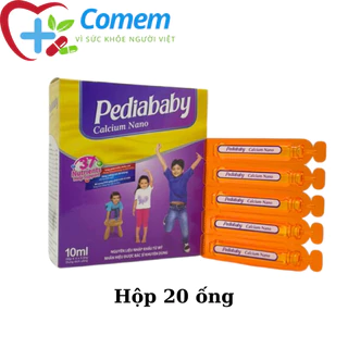 Pediababy calcium nano bổ sung canxi, phát triển chiều cao - Hộp 20 ống ( Hộp tím vàng )