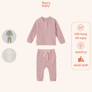 Bộ dài tay unisex cho bé BERRY bé trai bé gái vải waffle thun tổ ong lớp lót bông cao cấp CORY