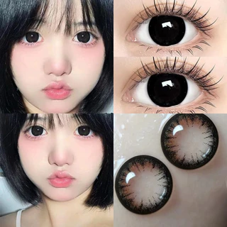 [Big Eyes 0độ]Mystic Eyes lens đen cận Kính áp tròng cận  lens black devil eyes lens nâu giãn tròng to 14.5mm nữ