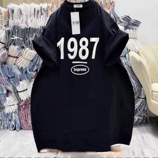 Áo thun nữ nam 3158 vải cotton khô in 1987 chonmua365 form rộng mùa hè