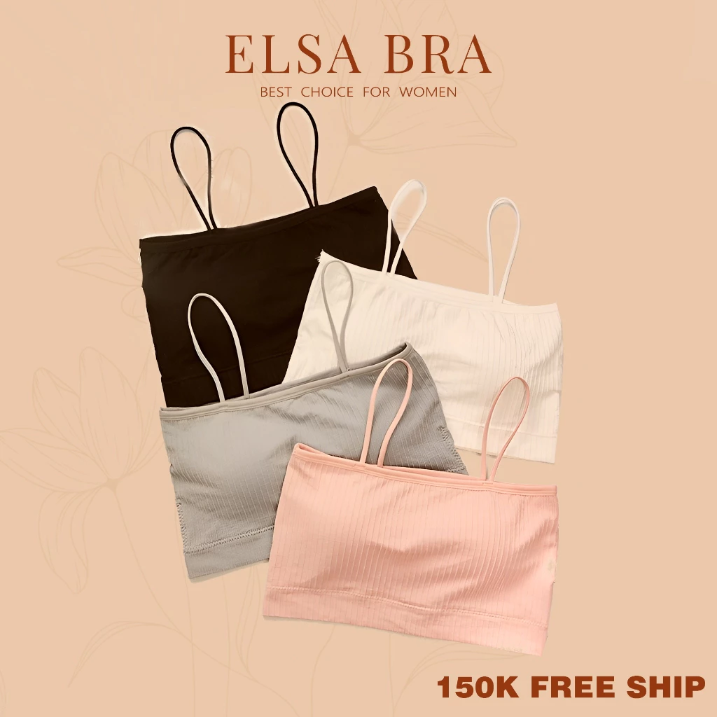 Áo Bra Cotton Gân Tâm 2 Dây ELSA BRA Đệm Mỏng Mềm Mại Hai Dây Vai 809