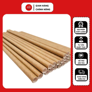 Ống hút giấy Kraft phi 6 - 12 mm, ống hút dùng 1 lần tiện lợi, thân thiện với môi trường