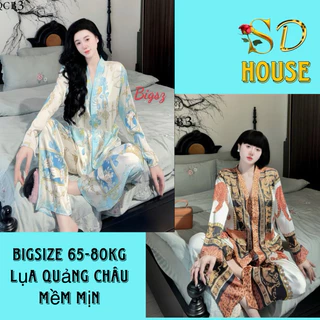 Pijama Cổ Y Bigsize 65-80kg Lụa Quảng Châu Túi Zíp Xịn Xò