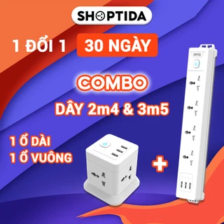 Combo 2 Ổ Cắm Điện Đa Năng CubeZ và WorkZ Shoptida sạc tối đa 12W và 4 Ổ Điện chịu tải 2500W