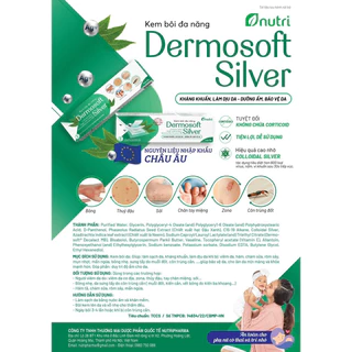 Kem bôi đa năng Dermosoft Silver Nutri tuýp 15g. Giảm viêm da,ham da,tràm sữa,rôm sảy,mụn nhọt,mẩn ngứa,bỏng nhẹ