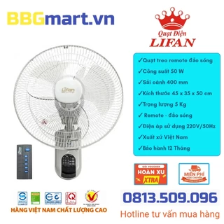 Quạt Treo Tường remote Lifan TE-1689 ( đảo hình sóng)