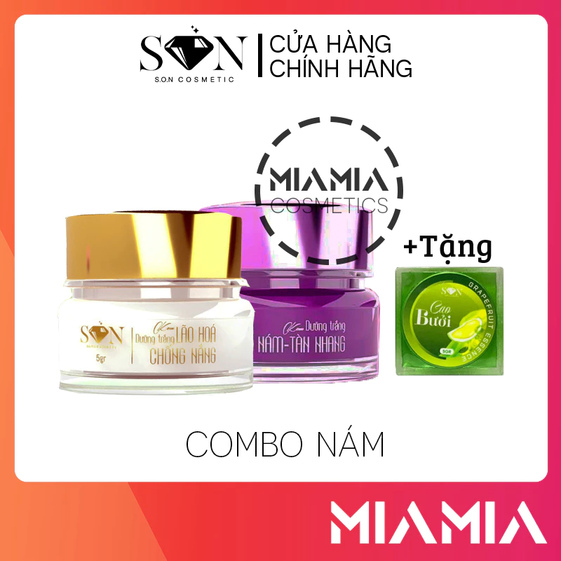 Combo Kem Face Tím Nám Tàn Nhang + Kem Face Dưỡng Trắng SON Cosmetic Nguyễn Tiên Chính Hãng - Tặng Cao bưởi