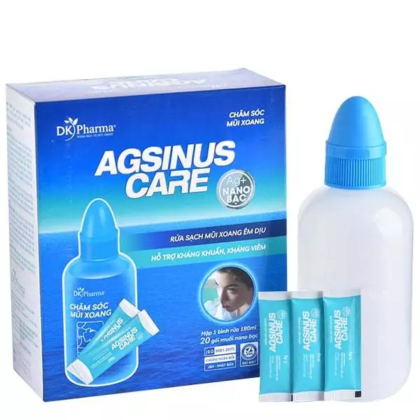 [CẬN DATE GIẢM 50%]Bộ bình rửa và muối Nano Bạc chăm sóc mũi xoang Agsinus Care