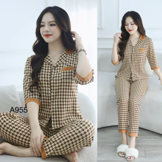 Set Pyjama tay lỡ chất lụa thái