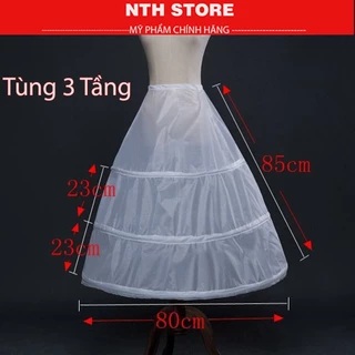 Tùng váy cưới 3 tầng không lưới  có thun và dây buộc rất dễ điều chỉnh mặc trong ngày cưới