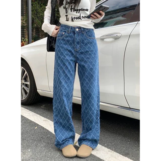 Quần Jeans Nữ GUCCI, in hoạ tiết ống suông rộng,dáng đứng Phong Cách Hip Hop Sành Điệu Năng Động Cho Nữ