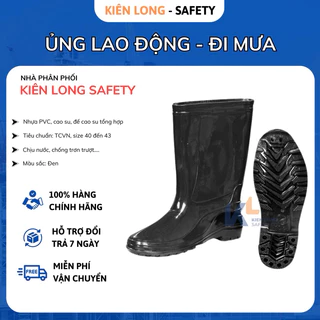 Ủng lao động cao su, ủng đi mưa chống nước, chống trượt ( màu đen )