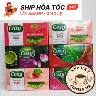 Trà Cozy túi lọc vị Dâu, Đào, Bạc Hà, Nhài ,Sen, Trà Xanh