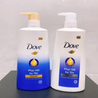 Dầu Gội Và Dầu Xả Dove Phục Hồi Hư Tổn 640g và 610g