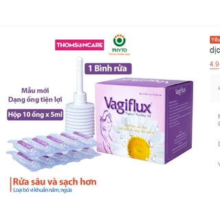 VAGIFLUX Bình rửa vệ sinh phụ nữ gồm 1 bình rửa và 10 ống dung dịch, tạo thành dung dịch vệ sinh rửa phụ khoa sâu