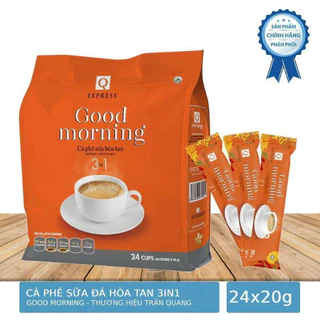 Cà Phê Sữa Good Morning Trần Quang bịch 24 gói instant Coffee mix 3 in 1