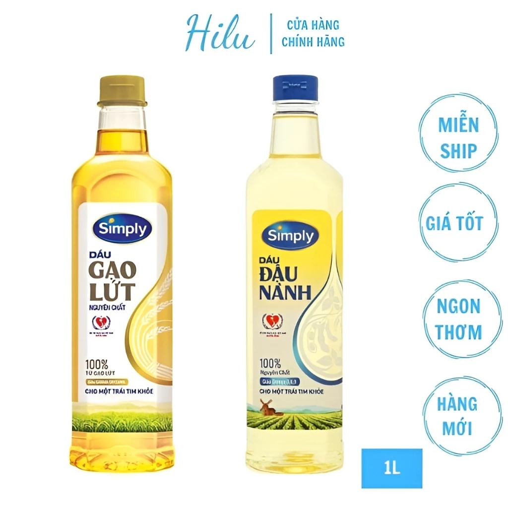 Dầu ăn Simply gạo lứt,đâu nành 1l