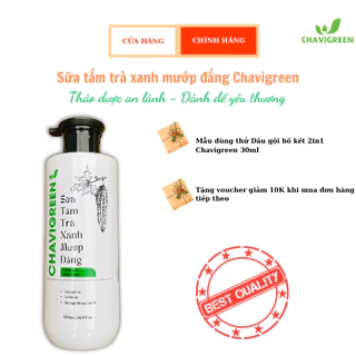 Mụn lưng, mụn ngực -  Sữa Tắm Trà Xanh Mướp đắng Chavigreen 500ml giảm tình trạng với tinh chất trà xanh