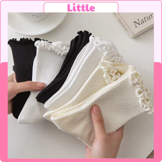 Tất Vớ Cổ Cao Nhún Nữ Phong Cách Hàn Quốc Chất liệu Cotton