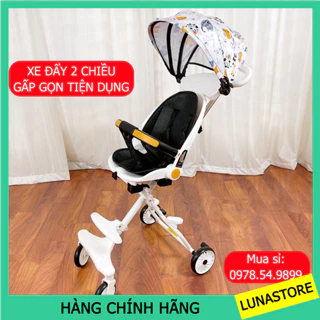 Xe đẩy gấp gọn cho bé đi du lịch, Xe đẩy 2 chiều cho bé M8 kèm mái che tiện dụng