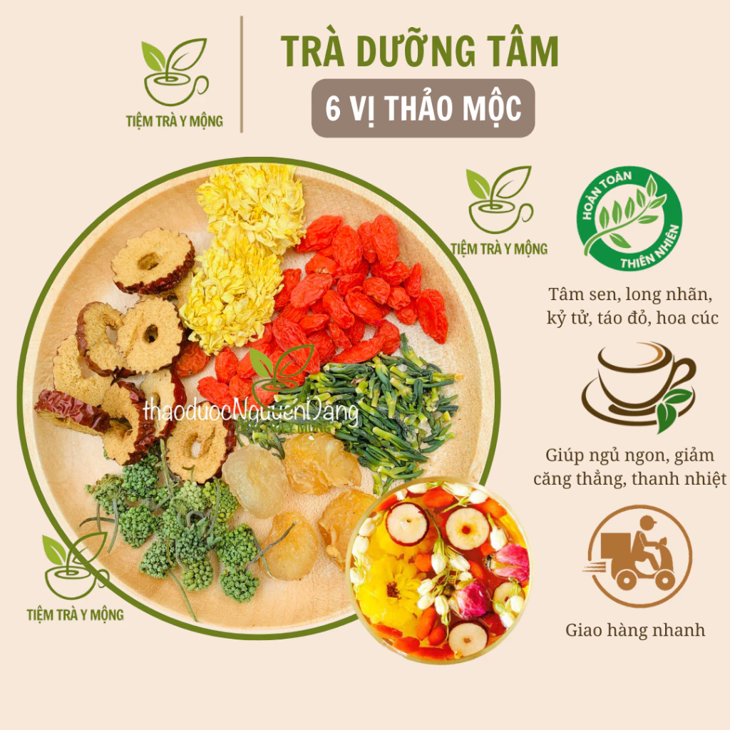 Trà nụ tam thất 6 vị thảo mộc An Thần, Ngủ Ngon, Chống Lão Hóa, bổ máu, Ổn Định Huyết Áp