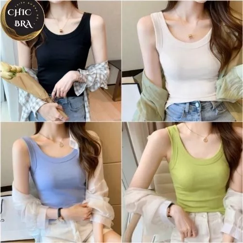 Áo Bra Nữ, Áo Ba Lỗ Cotton Tăm Dáng Dài Màu Pastel Siêu Hot 715