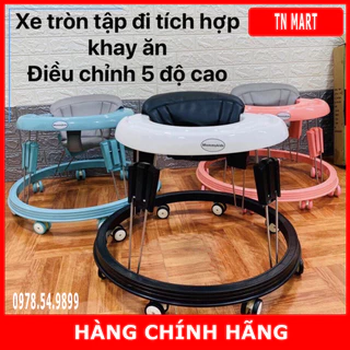 Xe tròn tập đi cho bé, Xe tập đi tròn cao cấp cho bé điều chỉnh 5 cấp độ