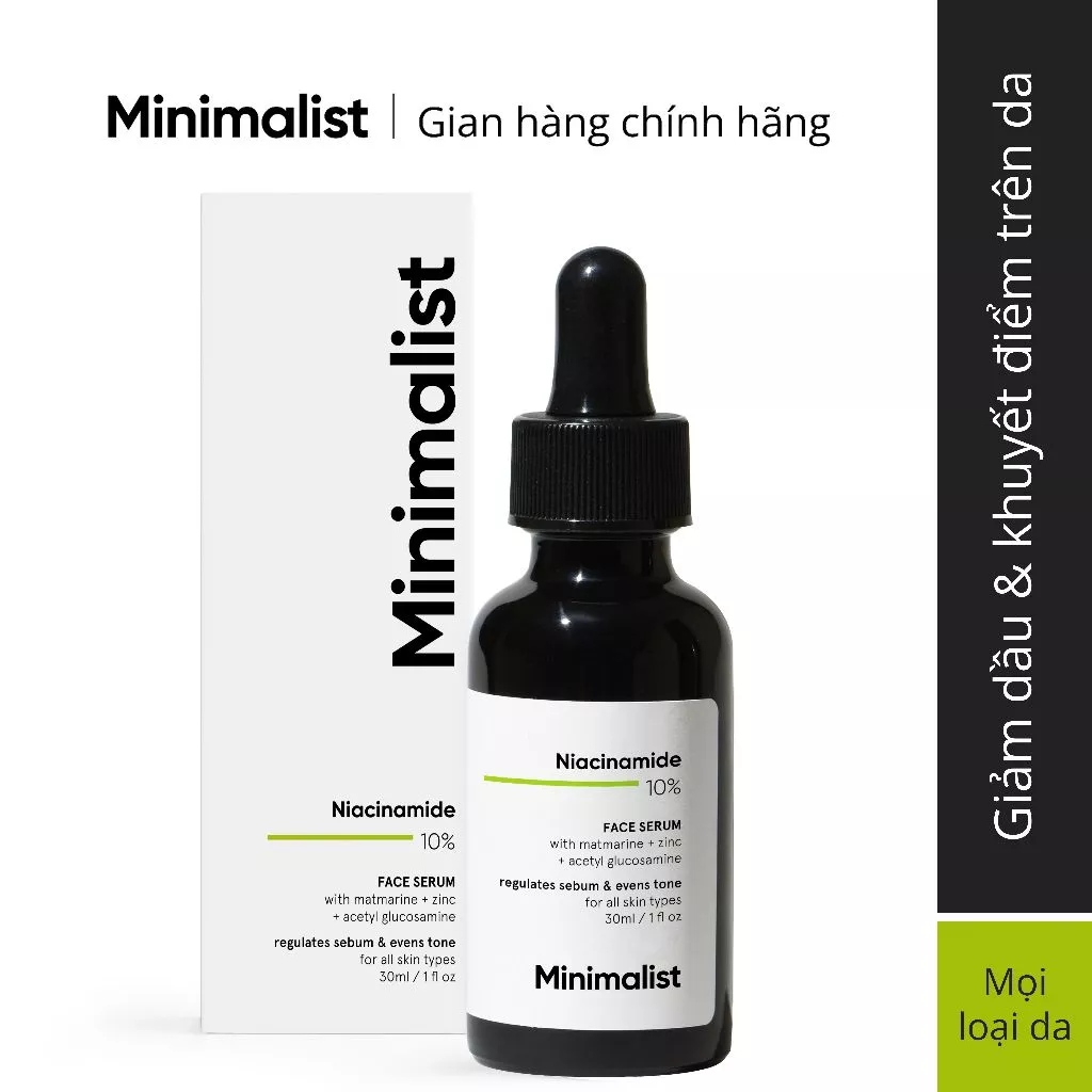 Minimalist 10% Niacinamide Serum Dưỡng Da Mặt Trị Mụn, Vết Thâm & Kiềm Dầu | Serum Làm Sáng Da