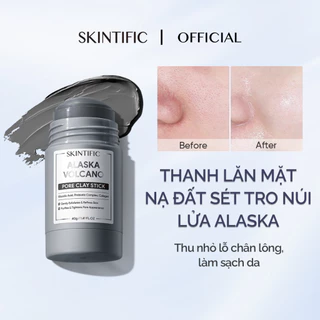 Thanh lăn mặt nạ đất sét tro núi lửa Alaska lột mụn đầu đen làm sạch sâu SKINTIFIC 40g