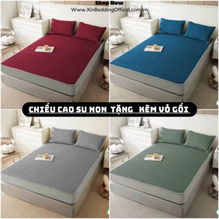 Chiếu điều hoà cao su non Latex tặng kèm vỏ gối đồng bộ đủ size gia đình 1m6-2m, 1m8-2m, 2m2-2m Hàng nhập khẩu