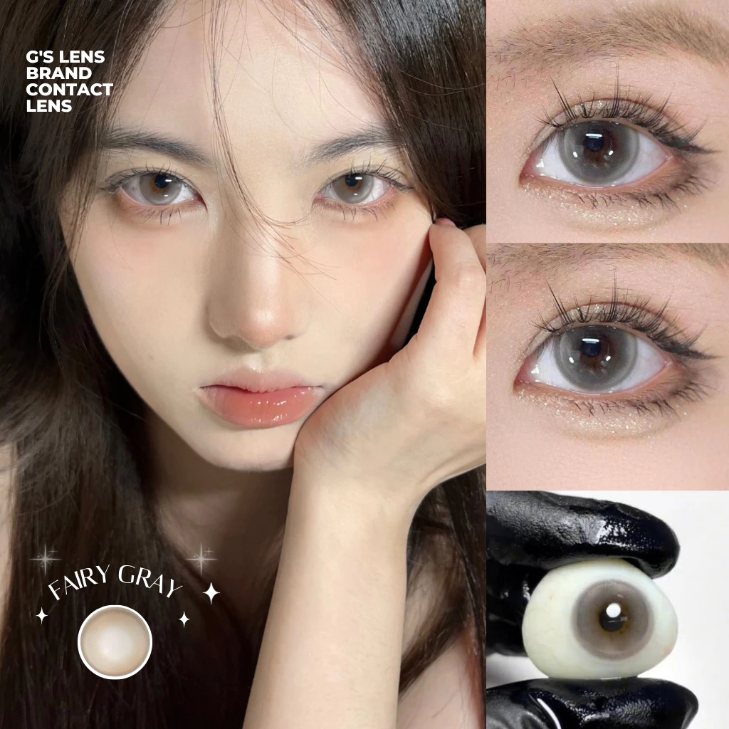 Kính áp tròng FAIRY GRAY màu xám ngọc Douyin lens cận 6 tháng G.DIA 14.3mm có độ (0-8) NỘI ĐỊA TRUNG