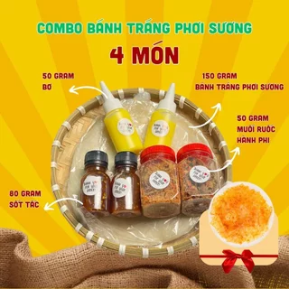 Combo bánh tráng phơi sương 4 món | bánh tráng phơi sương, sốt tắc, bơ, muối ruốc hành phi | ngon nhức nách