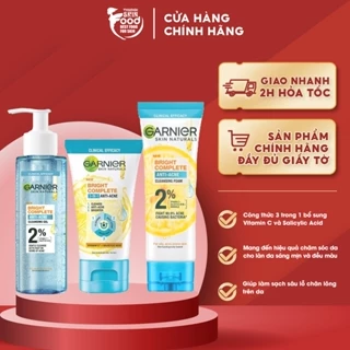 Sữa Rửa Mặt 3 Trong 1 Giảm Mụn, Dưỡng Sáng Da Garnier Bright Complete 3-in-1 Anti-Acne Foam 100ml