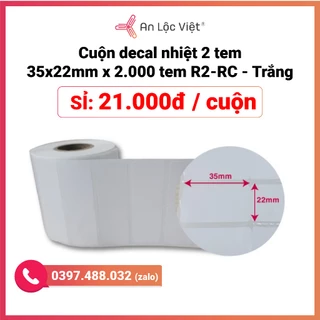 Cuộn decal in tem nhãn trà sữa 2 tem - 3 tem 35x22mm (2000 - 3000 tem cuộn)