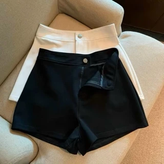 Quần short nữ, quần short lưng cao 2 màu đen, trắng chất umi