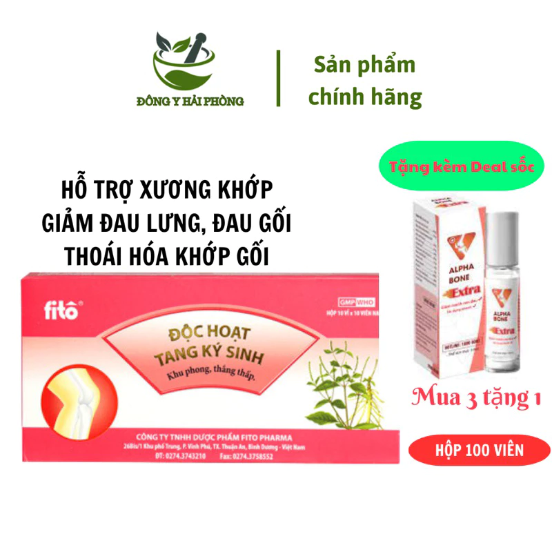 Độc hoạt tang ký sinh fito cải thiện đau thắt lưng, thoái hoá khớp hộp 100 viên