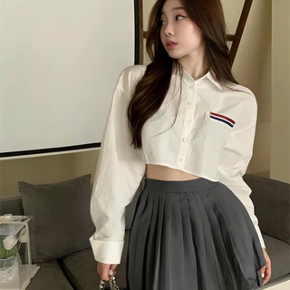 Áo Sơ Mi Croptop Tay Dài