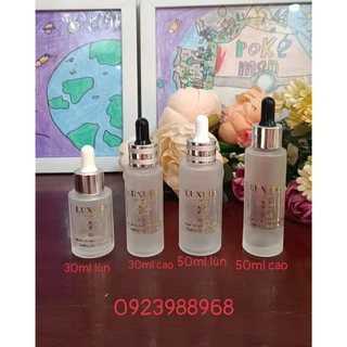 Chai thủy tinh 30ml, 50ml mờ đầu bóp DÁN TEM SẴN LUXURY HỦY DIỆT NÁM 3in1