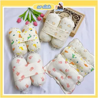 Bộ gối chặn sơ sinh cho bé chẹn vải xô muslin nhiều màu methaivu