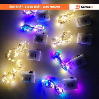 Dây led đom đóm fairylight nhiều màu chớp nháy dùng pin 1m 2m 3m