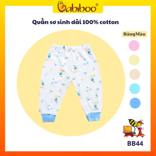 Quần sơ sinh dài 100% cotton in nhiều hình cute Babiboo - BB44